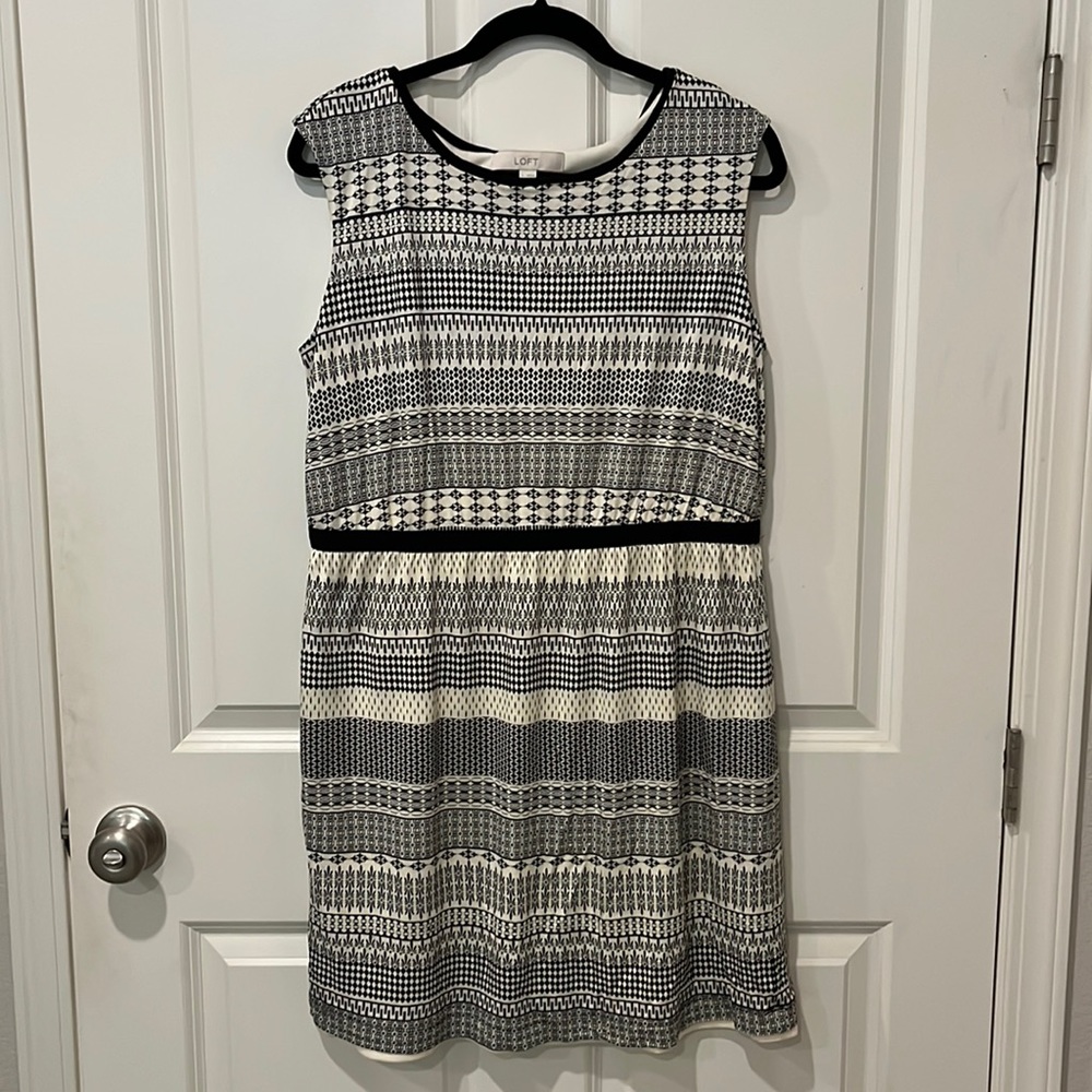 Ann Taylor Loft Black and Cream Dress